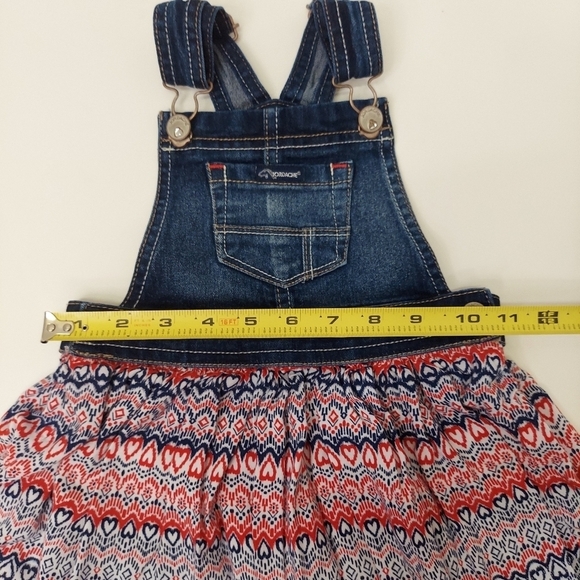 Jordache Toddler Girls Denim Overalls Jumper Size 3T / NP3 Red White Blue Skirt - Picture 6 of 13